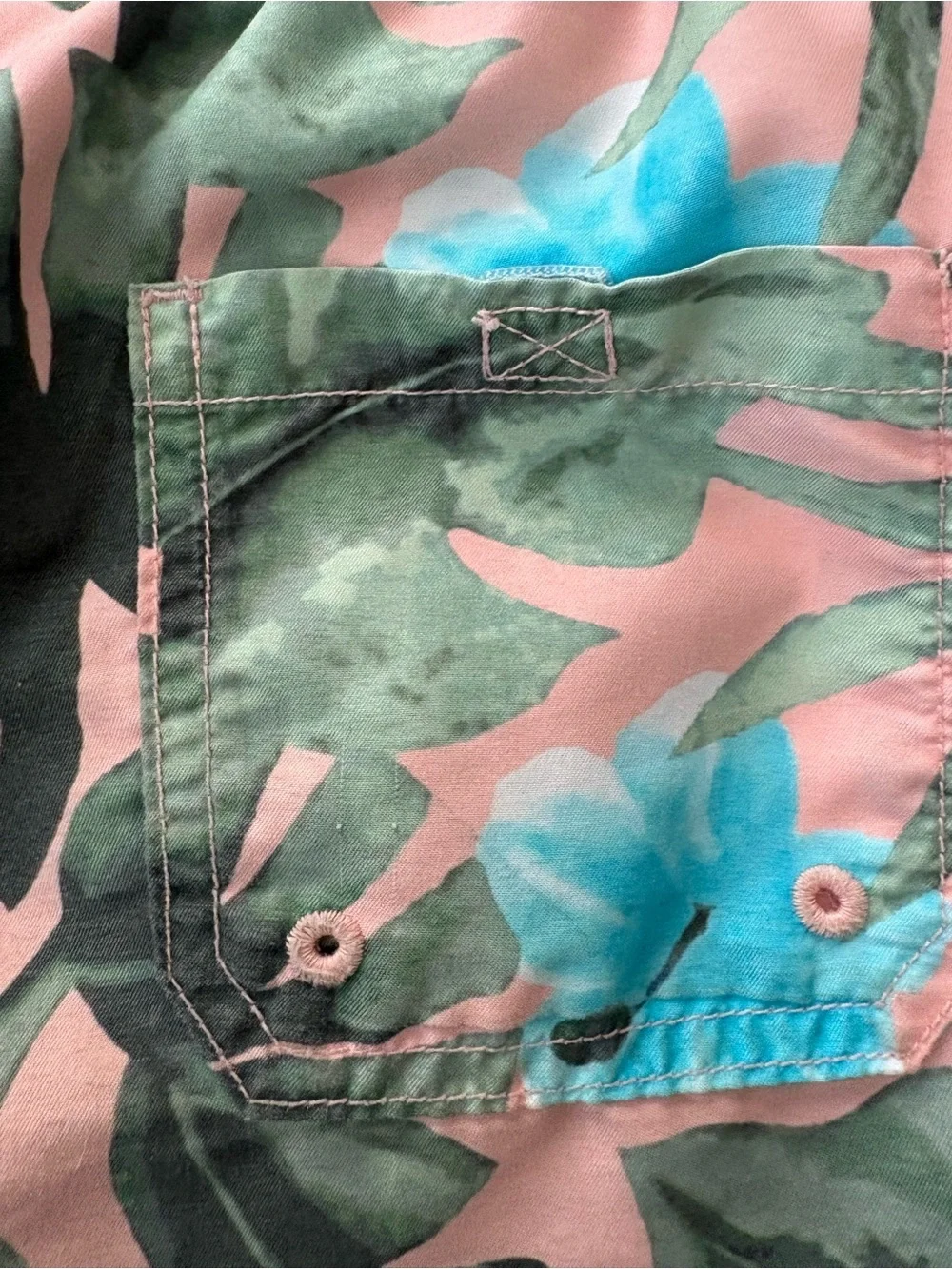 Janie and Jack Palm swim trunks size 12. Green, blue and peach. Great shape!